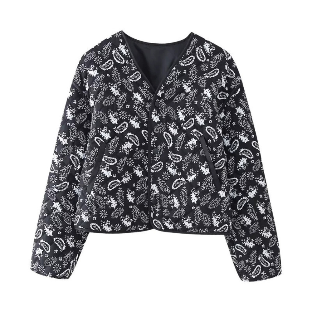 ZARA Printed Cotton Padded Jacket Warm Winter Coat